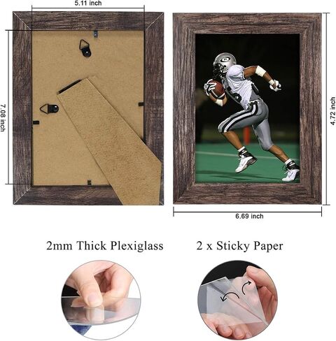 Q.Hou 8x10 Picture Frame Wood Patten Rustic Brown Photo Frames Packs 4 with High Difinition Glass for Tabletop or Wall Decor (QH-PF8X10-BR) in Kuwait