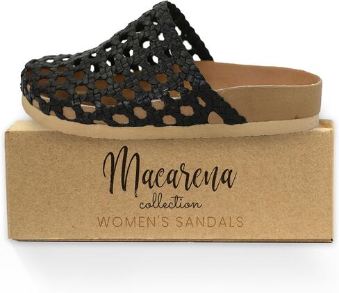 Macarena Collection Sandals women Huarache Sandal Colorful Leather Mexican Handcrafted Leather Woven Slides - Mexican Artisan Slip-On Shoes Style 004 in Kuwait