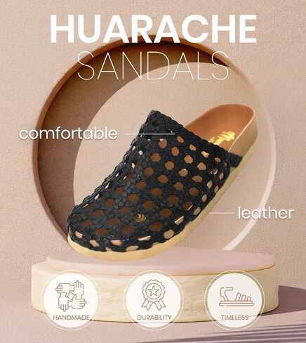 Macarena Collection Sandals women Huarache Sandal Colorful Leather Mexican Handcrafted Leather Woven Slides - Mexican Artisan Slip-On Shoes Style 004 in Kuwait