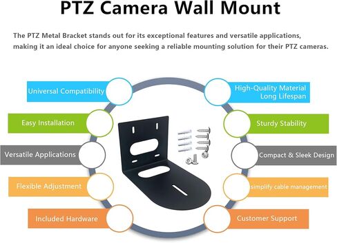 PTZ Camera Wall Mount Bracket, Universal Solid Metal Mount for All PTZ Cameras on The Market, Includes Mounting Screws, Compact Design (White) in Saudi Arabia