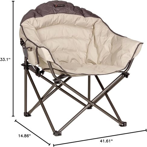 Lippert Big Bear Duotone Camping Chair - Dark Grey with Sand Accent, Comfortable Round Shape, Oversized Pillow Cushions, Powder Coated Steel, 600D Polyester Fabric, 300 lb. Capacity, 2022114817 in Saudi Arabia