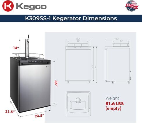 Kegco K309X-1 Keg Dispenser, 1 Faucet, Black Stainless Steel in Saudi Arabia