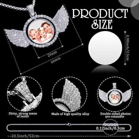 Junkin 24 Pcs Sublimation Rhinestone Trays Pendant Set, Including 6 Double Sided Blank Rhinestone Bezel Trays, 6 Pcs Thick Chains with 12 Sublimation Discs for Making in Kuwait
