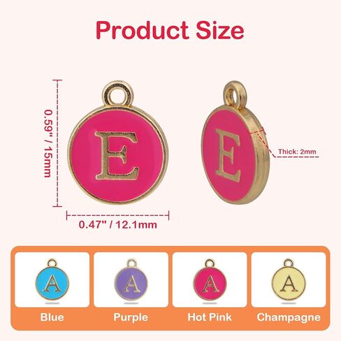 Demearly White Enamel Alphabet Charms with 26 Jump Rings – A-Z Double-Sided Metal Flat Round Letter Charms for Jewelry Making, Bracelets, Keychains, DIY Gifts, Crafts, Pendants (26 Letters) in Kuwait