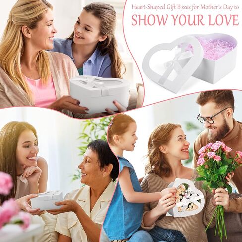 Set of 3 Heart Shaped Boxes for Flowers Valentine‘s Day Gift Boxes Packaging with Transparent Window Lids for Luxury Flower Arrangements Flower Box Gift Wrap Boxes for Wedding Birthday (White) in Saudi Arabia