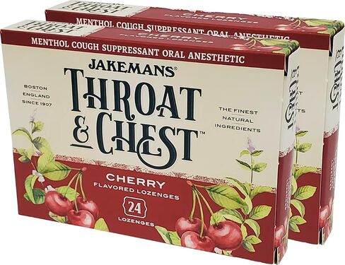 Jakemans Cherry Throat & Chest معينات السعال - السعال والتهاب الحلق وتخفيف الضيق الموسمي - شكل قطرة سائلة - 30 معينات (3 عبوات) in Kuwait