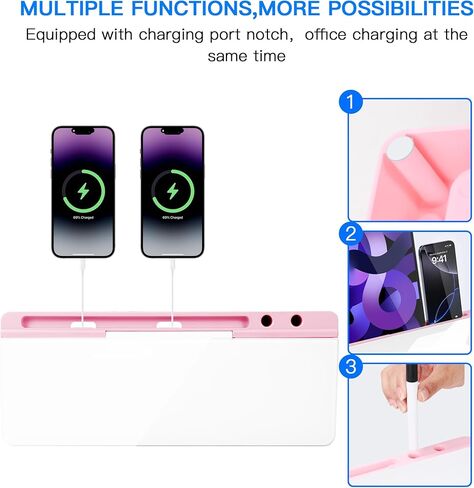 Kvy Desk Whiteboard مع التخزين ، زجاج سطح المكتب الجاف محو المنظمين اللوحات البيضاء اللوازم مع الملحقات للمكتب ، المنزل ، أساسيات المدرسة (أبيض) in Kuwait