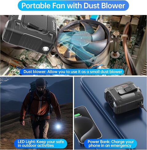CHARMP Mini Waist Fan, Portable Personal Clip Fan with 10000mah Rechargeable Hands-Free Belt Fan with 26H Working Time 3 Speeds 15500RPM Strong Airflow For Jobsite, Farm, Fishing, Gardening, Camping in Saudi Arabia