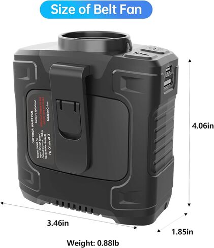 CHARMP Mini Waist Fan, Portable Personal Clip Fan with 10000mah Rechargeable Hands-Free Belt Fan with 26H Working Time 3 Speeds 15500RPM Strong Airflow For Jobsite, Farm, Fishing, Gardening, Camping in Saudi Arabia
