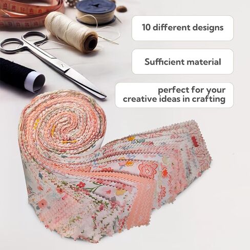 50pcs Jelly Roll Fabric for Quilting, 2.5 inch Wide Jelly Roll Merchandise Cotton Assorted Jellyroll Floral Fabric for Sewing Quilting Crafting (Green) in Saudi Arabia