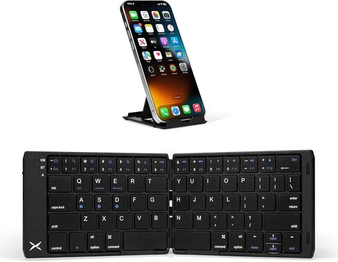 DeLUX Foldable Keyboard with Touchpad and Numeric Keypad, 2.4G Wireless and Bluetooth, Rechargeable Portable Travel Folding Keyboard with PU Leather, for iOS Android Windows Tablet (KF18) in Kuwait