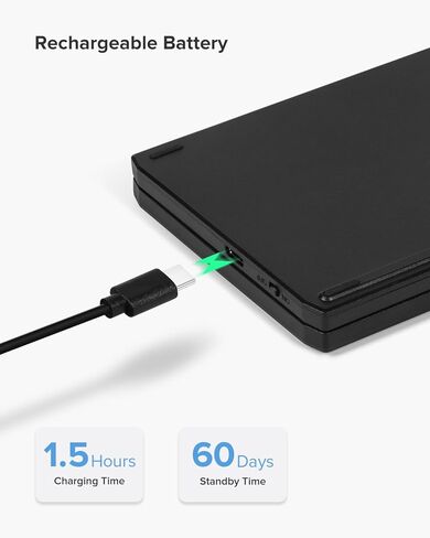 DeLUX Foldable Keyboard with Touchpad and Numeric Keypad, 2.4G Wireless and Bluetooth, Rechargeable Portable Travel Folding Keyboard with PU Leather, for iOS Android Windows Tablet (KF18) in Kuwait