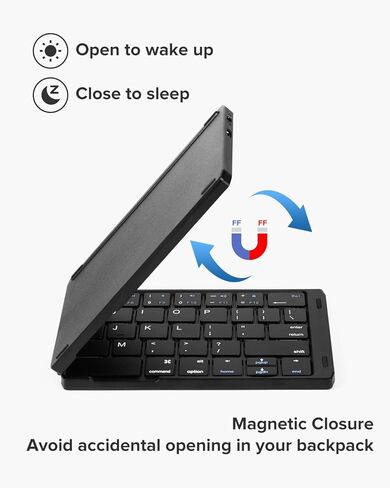 DeLUX Foldable Keyboard with Touchpad and Numeric Keypad, 2.4G Wireless and Bluetooth, Rechargeable Portable Travel Folding Keyboard with PU Leather, for iOS Android Windows Tablet (KF18) in Kuwait