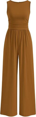 PRETTYGARDEN One Piece Jumpsuits for Women Dressy Casual Sleeveless Crewneck Wide Leg Rompers Jumpers Vacation Summer Outfits in Kuwait