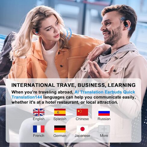 Translation Earbuds Real Time,Ai Language Translation Headphones,Open-Ear Translating Ear Buds,144 Languages Online Translation, Translation Device for Travel Business Learning (Black) in Saudi Arabia