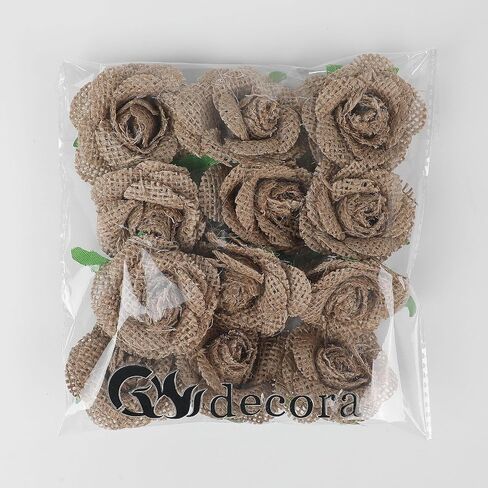 DECORA 12 Pieces Handmade Burlap Rose Flowers for Wedding Decoration DIY Craft Making in Kuwait