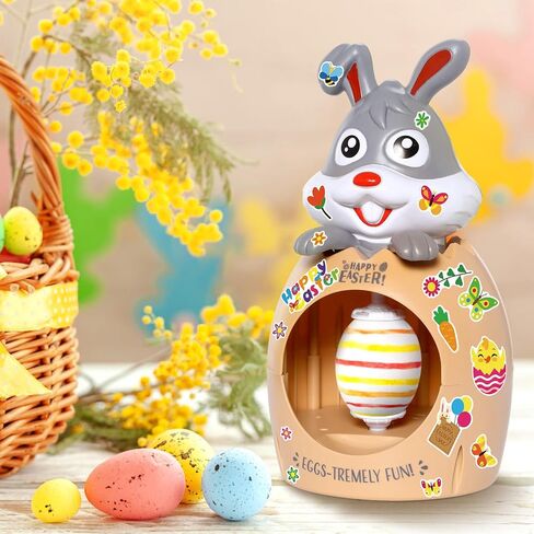 Easter Egg Decorator Kit Bunny Includes Easter Egg Decorating Spinner and 8 Colorful Markers,DIY Easter Gift Set (Grey 1) in Saudi Arabia