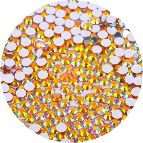 4500 PCS SS12 3MM Flatback Rhinestones for Nails Art Crafts Glitter Round Gems AB Crystals DIY Shools （Orange AB） in Kuwait