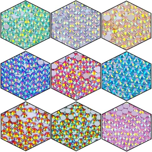 4500 PCS SS12 3MM Flatback Rhinestones for Nails Art Crafts Glitter Round Gems AB Crystals DIY Shools （Orange AB） in Kuwait