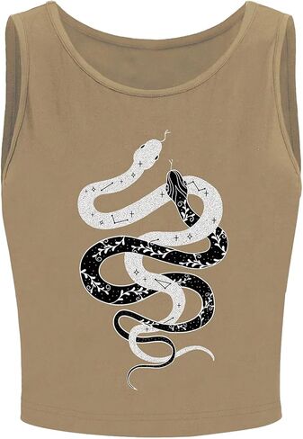 Verdusa Women's Goth Casual Round Neck Tank Tops Sleeveless Crop Top Vest in Saudi Arabia