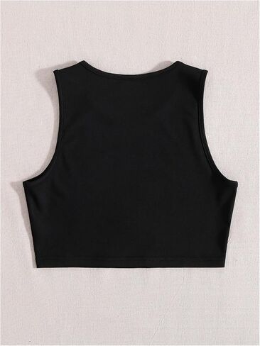 Verdusa Women's Goth Casual Round Neck Tank Tops Sleeveless Crop Top Vest in Saudi Arabia