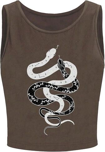 Verdusa Women's Goth Casual Round Neck Tank Tops Sleeveless Crop Top Vest in Saudi Arabia