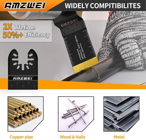 105Pcs Titanium & HCS Oscillating Tool Blades, Professional Oscillating Saw Blades for Wood Plastic Metal Cutting, Multi Tool Blades Compatible with Dewalt Bosch Milwaukee Ryobi in Kuwait