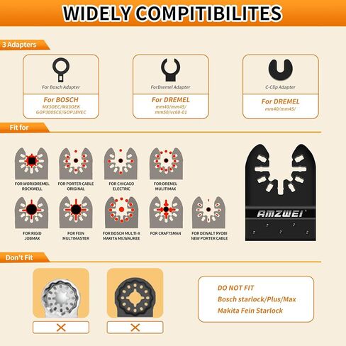 105Pcs Titanium & HCS Oscillating Tool Blades, Professional Oscillating Saw Blades for Wood Plastic Metal Cutting, Multi Tool Blades Compatible with Dewalt Bosch Milwaukee Ryobi in Kuwait
