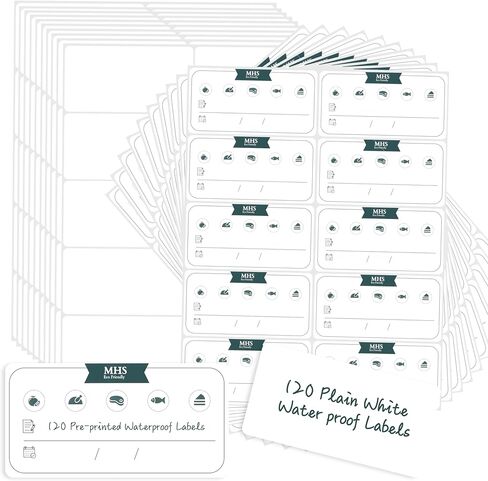 MHSEcoFriendly® Strong Freezer Labels 240 PCS - 120 Pre-Printed & 120 Blank Labels, Easy Peel-Off for Food Bags, Jars, Containers & Spice Pantry, 2 x 1 inch in Saudi Arabia
