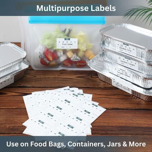 MHSEcoFriendly® Strong Freezer Labels 240 PCS - 120 Pre-Printed & 120 Blank Labels, Easy Peel-Off for Food Bags, Jars, Containers & Spice Pantry, 2 x 1 inch in Saudi Arabia