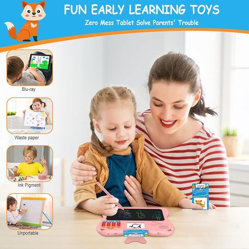 SPG300 All-in-One Kids Learning Tablet & Drawing Board, 130 Educational Cards 7.5-inch Screen Math Games Memory Training & Creative Writing Pad, Gift for Boys & Girls Ages 2 3 4 5 6 7 8 Years in Kuwait