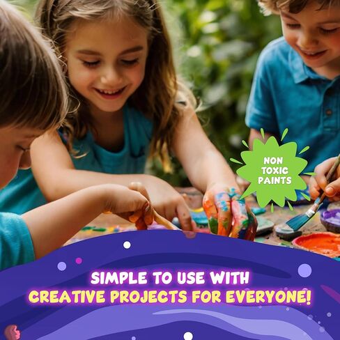 طقم الطلاء الصخري - توهج في The Dark ، 60+ PCS Arts and Crafts Rock Painting Kit للأطفال 6-12 ، اللوازم الفنية مع الوهج والدهانات القياسية ، ألعاب في الهواء الطلق للبنين والبنات عيد ميلاد وهدايا عيد الفصح in Kuwait