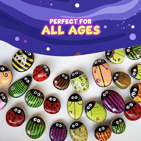 طقم الطلاء الصخري - توهج في The Dark ، 60+ PCS Arts and Crafts Rock Painting Kit للأطفال 6-12 ، اللوازم الفنية مع الوهج والدهانات القياسية ، ألعاب في الهواء الطلق للبنين والبنات عيد ميلاد وهدايا عيد الفصح in Kuwait