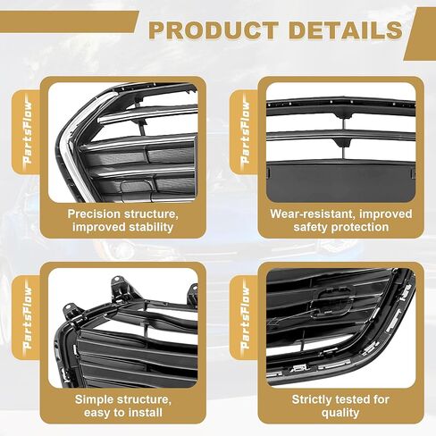 شبكة المصد الأمامي من PartsFlow باللون الأسود مع شواية الكروم لسيارة 2017 2018 2019 2020 شيفروليه تشيفي تراكس GM1211015 in Kuwait