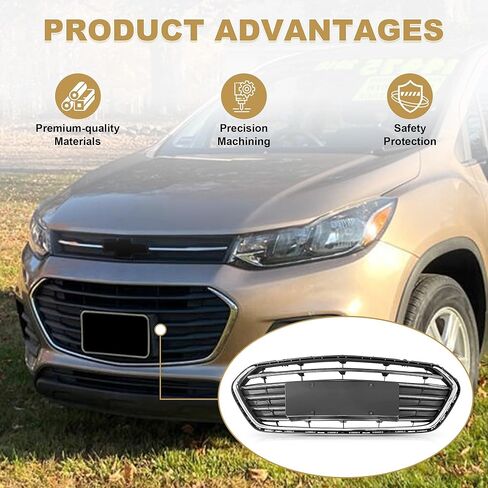 شبكة المصد الأمامي من PartsFlow باللون الأسود مع شواية الكروم لسيارة 2017 2018 2019 2020 شيفروليه تشيفي تراكس GM1211015 in Kuwait