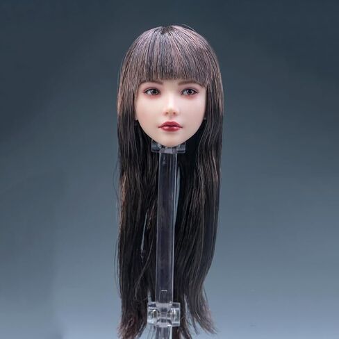 1/6 مقياس شعر مزروع رأس أنثى نحت لطيف فتاة صغيرة بني طول الكتف in Kuwait