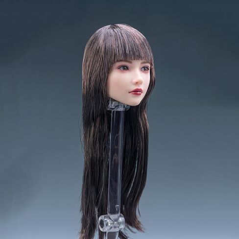 1/6 مقياس شعر مزروع رأس أنثى نحت لطيف فتاة صغيرة بني طول الكتف in Kuwait