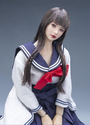 1/6 مقياس شعر مزروع رأس أنثى نحت لطيف فتاة صغيرة بني طول الكتف in Kuwait