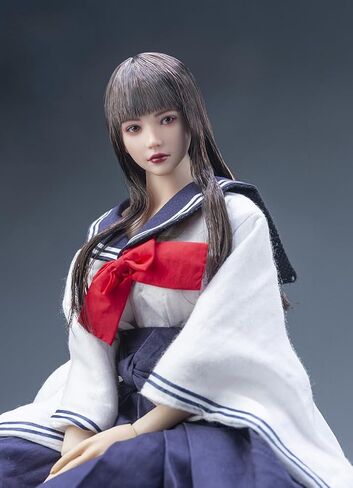 1/6 مقياس شعر مزروع رأس أنثى نحت لطيف فتاة صغيرة بني طول الكتف in Kuwait