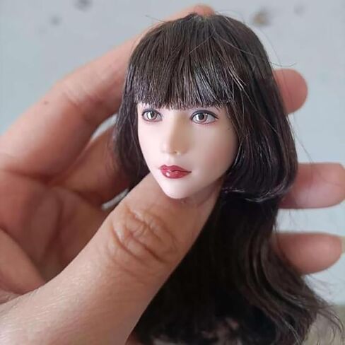 1/6 مقياس شعر مزروع رأس أنثى نحت لطيف فتاة صغيرة بني طول الكتف in Kuwait