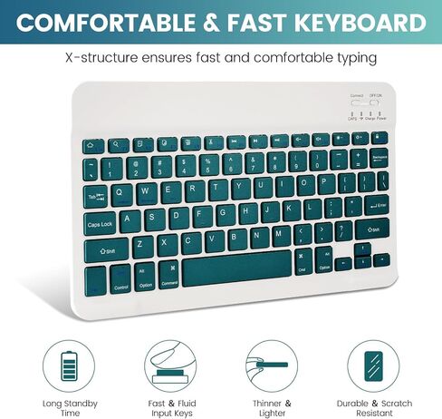 Keyboard Case for iPad 10th Generation 10.9 inch 2022(A2696/A2757/A2777), Slim Smart Keyboard Case with Detachable Bluetooth Keyboard and Pencil Holder for iPad 10th Gen in Kuwait