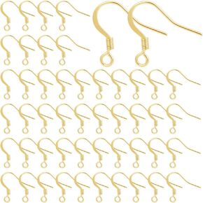 50pcs 18k الأذن مطلية الأذن مطلي بالذهب خطاف الفولاذ المقاوم للصدأ السنانير خطافات السلك الفرنسي تتدلى أسلاك الأذن من أجل تجنيد المجوهر