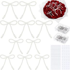 Suncalla 27pcs القوس اللؤلؤة لباقات الزهور الملحقات بؤلؤة القوس الكعكة توببر ديكورات لديي Coquett