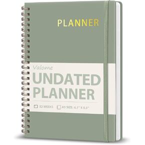 Undated Weekly Planner, Weekly To Do List Notebook with Goal, Organizer & Habit Tracker, A5 Daily Planner with Spiral Binding, Ideal for Office School Suppies - Green