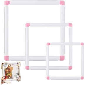 LOLYSIC 3 Pack Square Embroidery Hoops ، Clip Clip Universal Embroidery Hoop Frame ، Hoops Trick Grite Blastic ، Rectangle Clip Clip Frame Hoop لخياطة الفنون الحرفية (6x6 ، 8x8 ، 11x11)