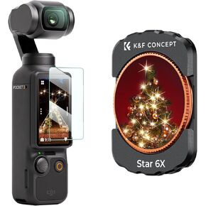 K&F Concept Magnetic Star Filter for DJI Osmo Pocket 3, 6 Points Cross Screen Starburst Sparkling Effect Lens Filter, Optical Glass/HD/Multi-Coated Filters