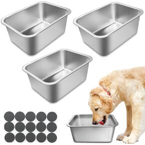 3 Pcs 3 Gallons Extra Large Dog Water Bowl, with 15 Non-Slip Gaskets Stainless Steel Dog Bowl,High Capacity Metal Water Bowls for Large, X-Large Breed Dogs Indoor Outdoor