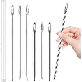 maxqzin 6pcs 10 "/12" إبر تنجيد لخياطة اليد والعين الكبيرة والفولاذ المقاوم للصدأ والفضة