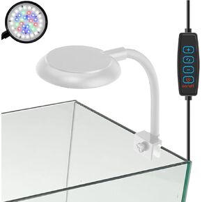 مقطع على ضوء حوض السمك مع توقيت من 1-3 جالون أسماك ، وضوء أسماك USB Betta لخزان نانو/صغير/مزروع (LED قابلة للضايق) سطوع قابل للتعديل ، تعزيز أسماك البيتا/نباتات المائية