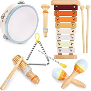 Yopay Baby Musical Instruments, Montessori Musical Toys for for Toddlers 1-3, Kids Wooden Toys Percussion Instruments Set, Kids Preschool Educational Christmas Birthday Gifts for Girls, Boys